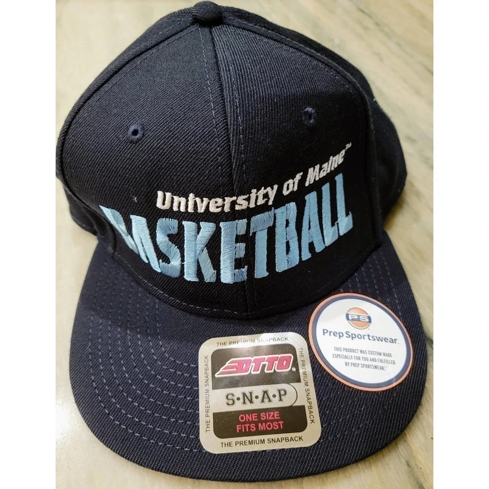 UMaine Basketball Snapback Cap Navy Blue Flat Bill
